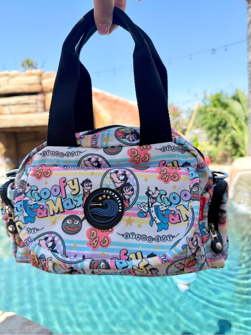 Goofy & Max Print Mini Satchel Bag - Pink Multi